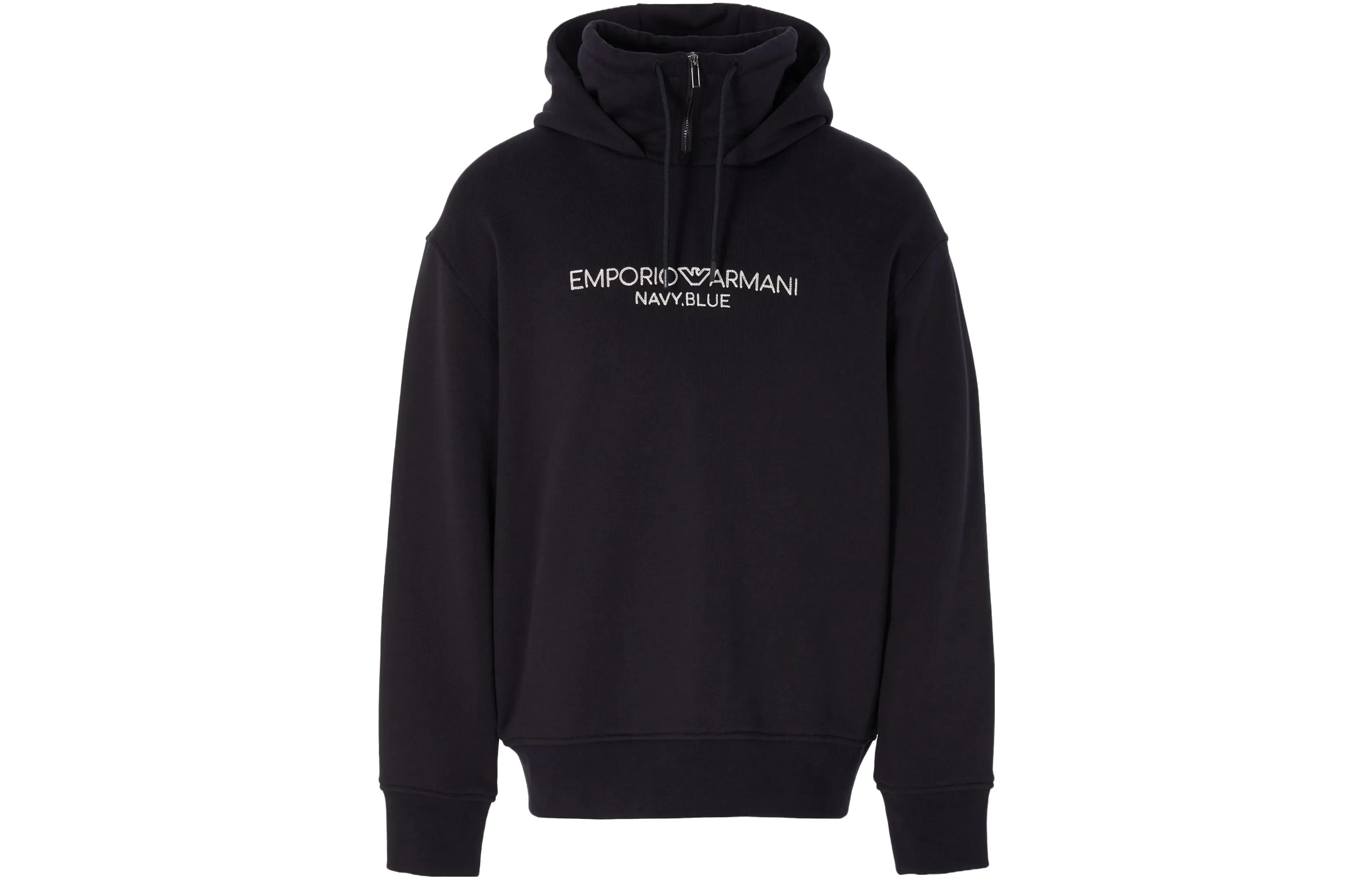 Emporio Armani Navy Blue Letter Hoodie Long Sleeve Sweatshirt 6R1MF61-JWPZ1-0920
