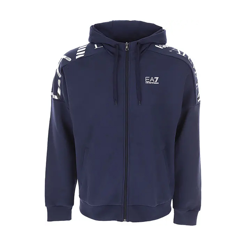 Emporio Armani Navy Blue Letter Numeric Print Hoodie for Men 6LPM56-PJHLZ-1554
