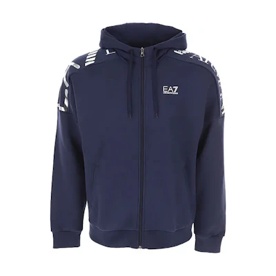 Emporio Armani Navy Blue Letter Numeric Print Hoodie for Men 6LPM56-PJHLZ-1554