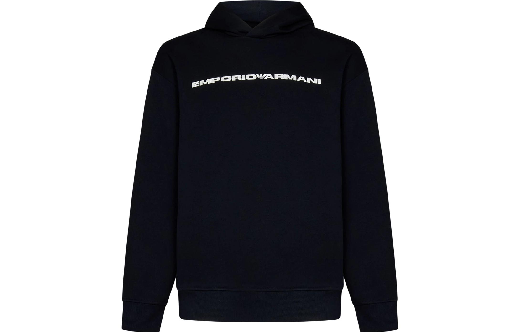 Emporio Armani Navy Blue Letter Print Hoodie Long Sleeve Sweatshirt 8N1MM2-1JFHZ-09Q4
