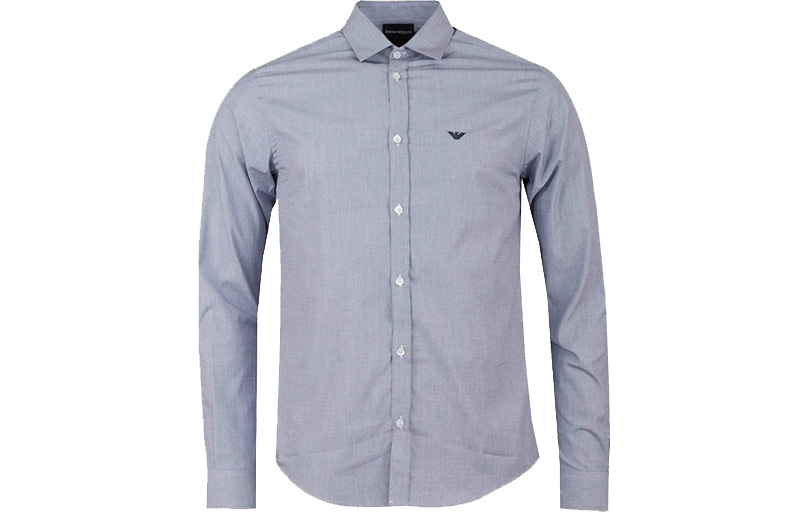 Order Emporio Armani Kemeja Lengan Panjang Biru Tua dengan Bordir Logo. 8N1C75-1V04Z-0932