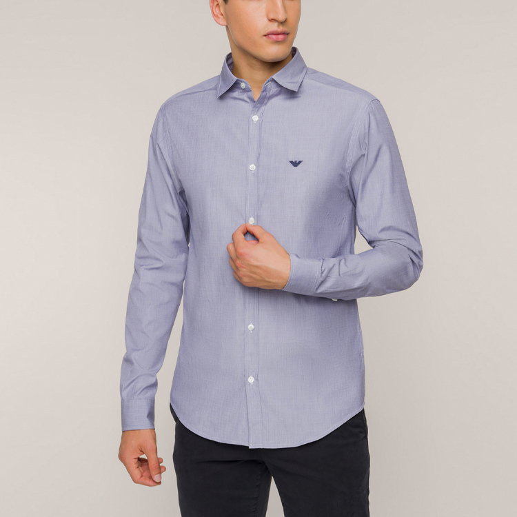 Purchase Emporio Armani Kemeja Lengan Panjang Biru Tua dengan Bordir Logo. 8N1C75-1V04Z-0932