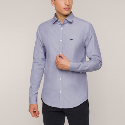 Emporio Armani Kemeja Lengan Panjang Biru Tua dengan Bordir Logo. 8N1C75-1V04Z-0932 Purchase Emporio Armani Kemeja Lengan Panjang Biru Tua dengan Bordir Logo. 8N1C75-1V04Z-0932