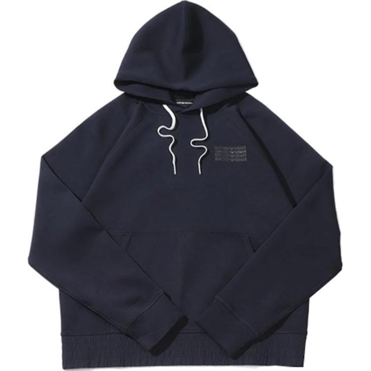 Emporio Armani Navy Blue Logo Print Cotton Hoodie 3H1MM3-1JHSZ-G921