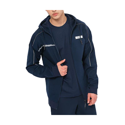 Emporio Armani Navy Blue Logo Print Zip-Up Hooded Jacket 3DPM43-PJUWZ-1554