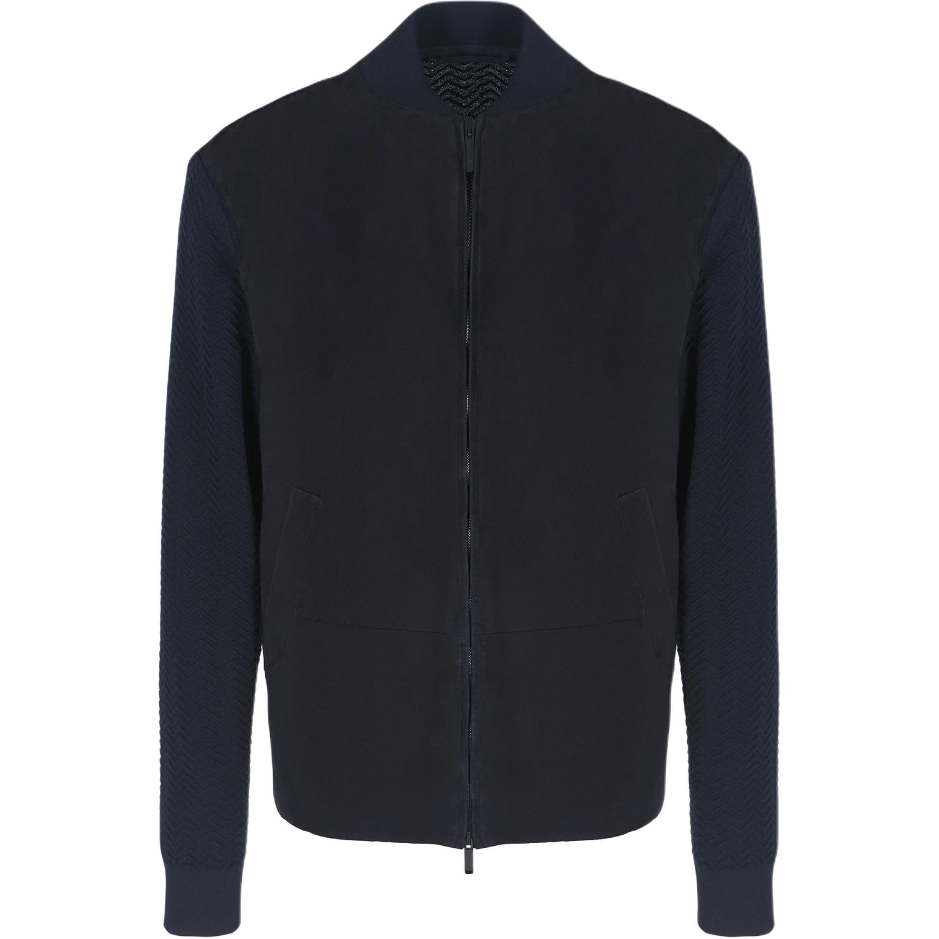 Emporio Armani Navy Blue Patchwork Baseball Collar Zip Jacket GM000171-AF10901-UB109