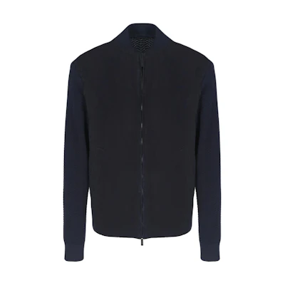 Emporio Armani Navy Blue Patchwork Baseball Collar Zip Jacket GM000171-AF10901-UB109