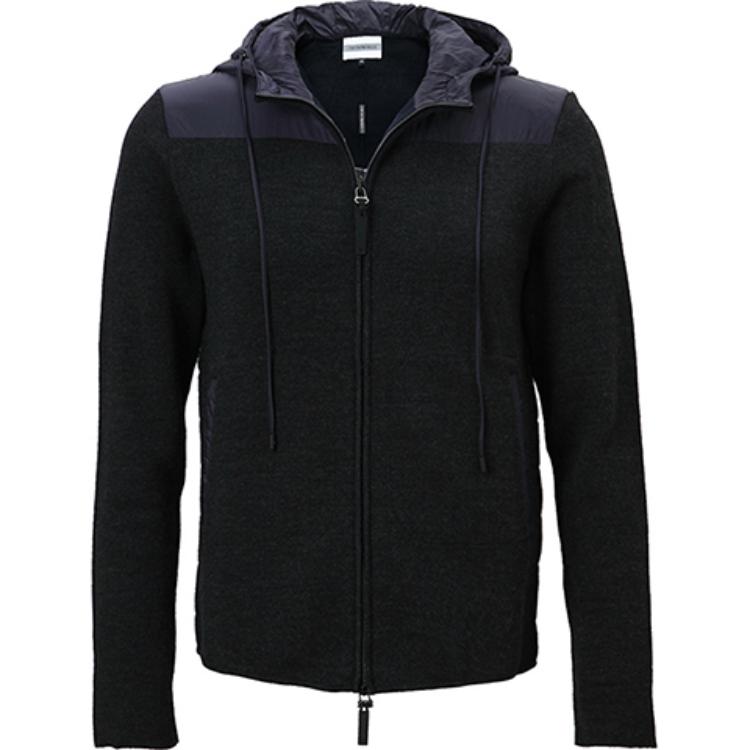Emporio Armani Navy Blue Patchwork Hoodie Zip-Up Jacket Casual Outerwear 6X1B04-1MB5Z-631
