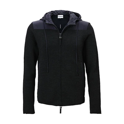 Emporio Armani Navy Blue Patchwork Hoodie Zip-Up Jacket Casual Outerwear 6X1B04-1MB5Z-631