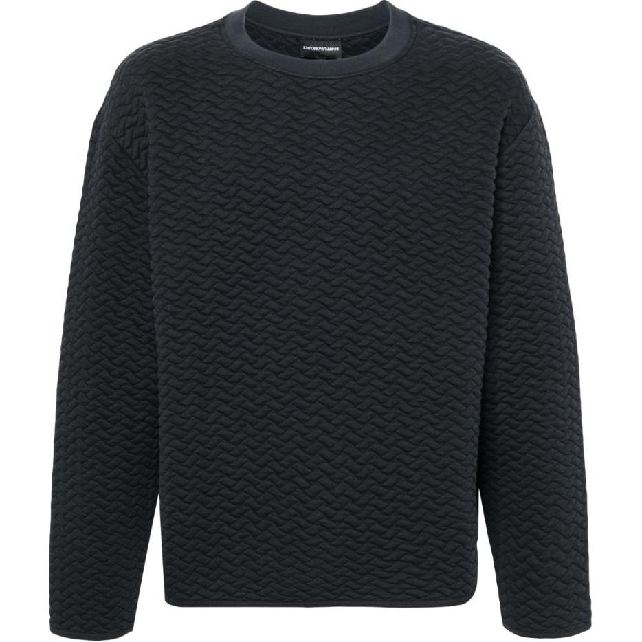 Emporio Armani Navy Blue Quilted Crewneck Long-Sleeve Sweatshirt 6D1M6T-1J8IZ-SEAMILITARYBLUE