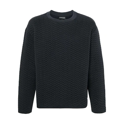 Emporio Armani Navy Blue Quilted Crewneck Long-Sleeve Sweatshirt 6D1M6T-1J8IZ-SEAMILITARYBLUE