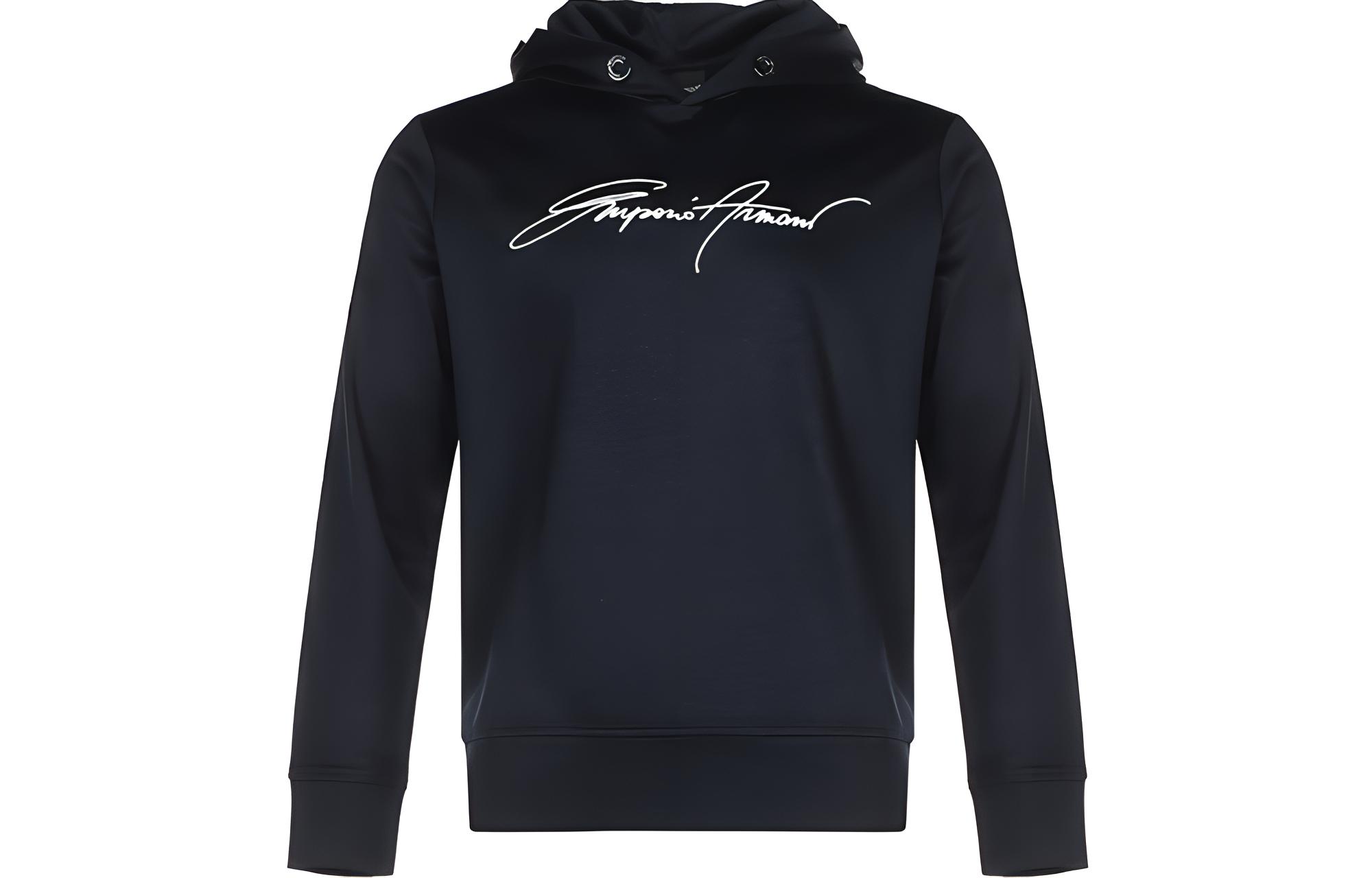 Emporio Armani Navy Blue Script Logo Embroidered Long-Sleeve Sweatshirt 6H1MC2-1JSGZ-0920