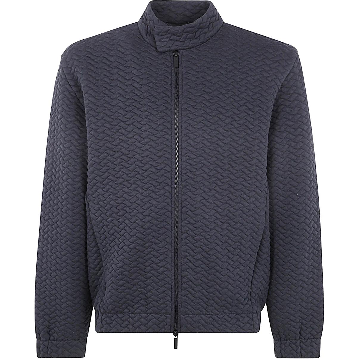 Emporio Armani Navy Blue Solid Zip-Up Long Sleeve Jacket POIZON240717555