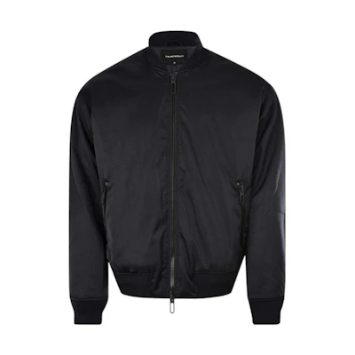Emporio Armani Navy Blue Solid Zip Baseball Collar Jacket 6G1B86-NPKZ-0922