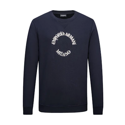 Emporio Armani Navy Crewneck Sweatshirt with Logo Print 6L1MP2-1JQNZ-09G4