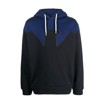 Emporio Armani Navy Eagle Logo Patchwork Pullover Hoodie 6R1MFW-1JFGZ-09L1