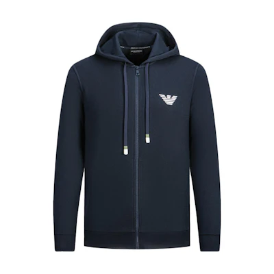 Emporio Armani Navy Hoodie Jacket with Logo and Zip FW24 111784-4F571-00135