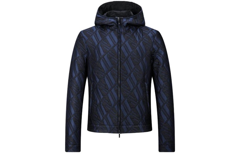 Emporio Armani Navy Letter Print Long-Sleeve Hooded Jacket B1R410-B1331-921