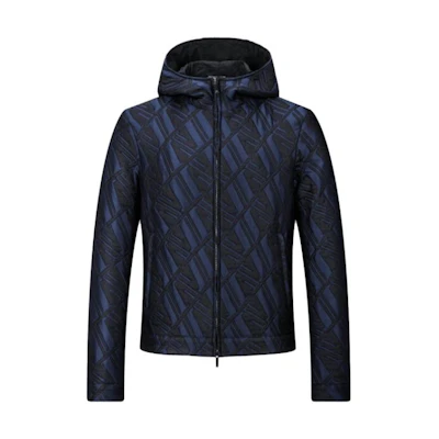 Emporio Armani Navy Letter Print Long-Sleeve Hooded Jacket B1R410-B1331-921