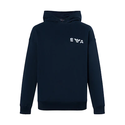 Emporio Armani Navy Logo Print Fleece Hoodie SS22 Collection 3L1MCK-1JXDZ-0920