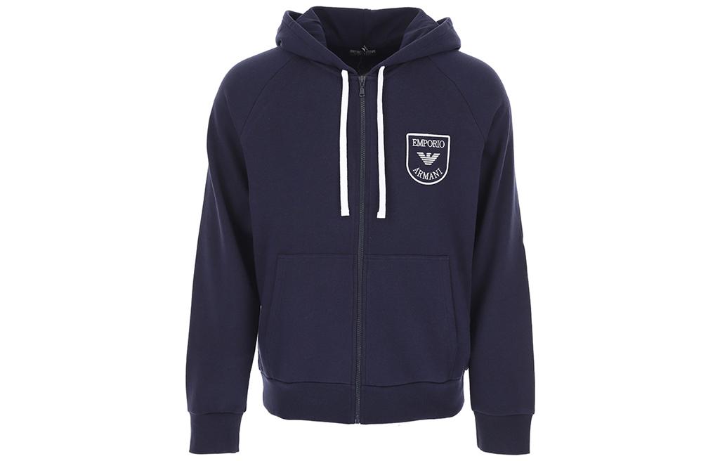 Emporio Armani Navy Logo Print Zip-Up Hoodie 111835-2R571-00135