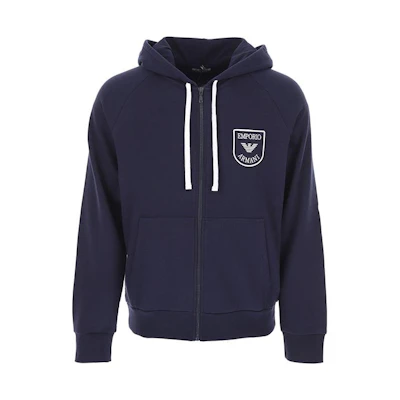 Emporio Armani Navy Logo Print Zip-Up Hoodie 111835-2R571-00135