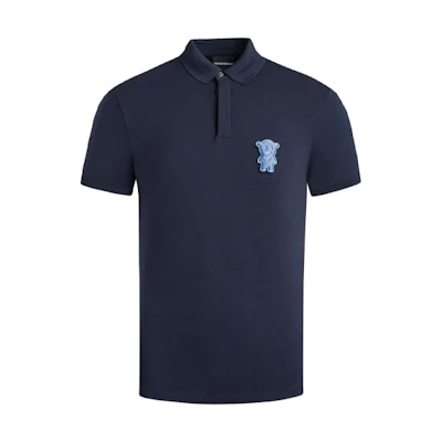 Emporio Armani Navy Polo Shirt with Bear Patch Design. 3H1F72-1J91Z-0922