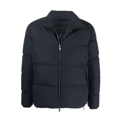Emporio Armani Navy Solid Color Insulated Down Jacket with Zipper. 8N1BQ3-1NLRZ-0920