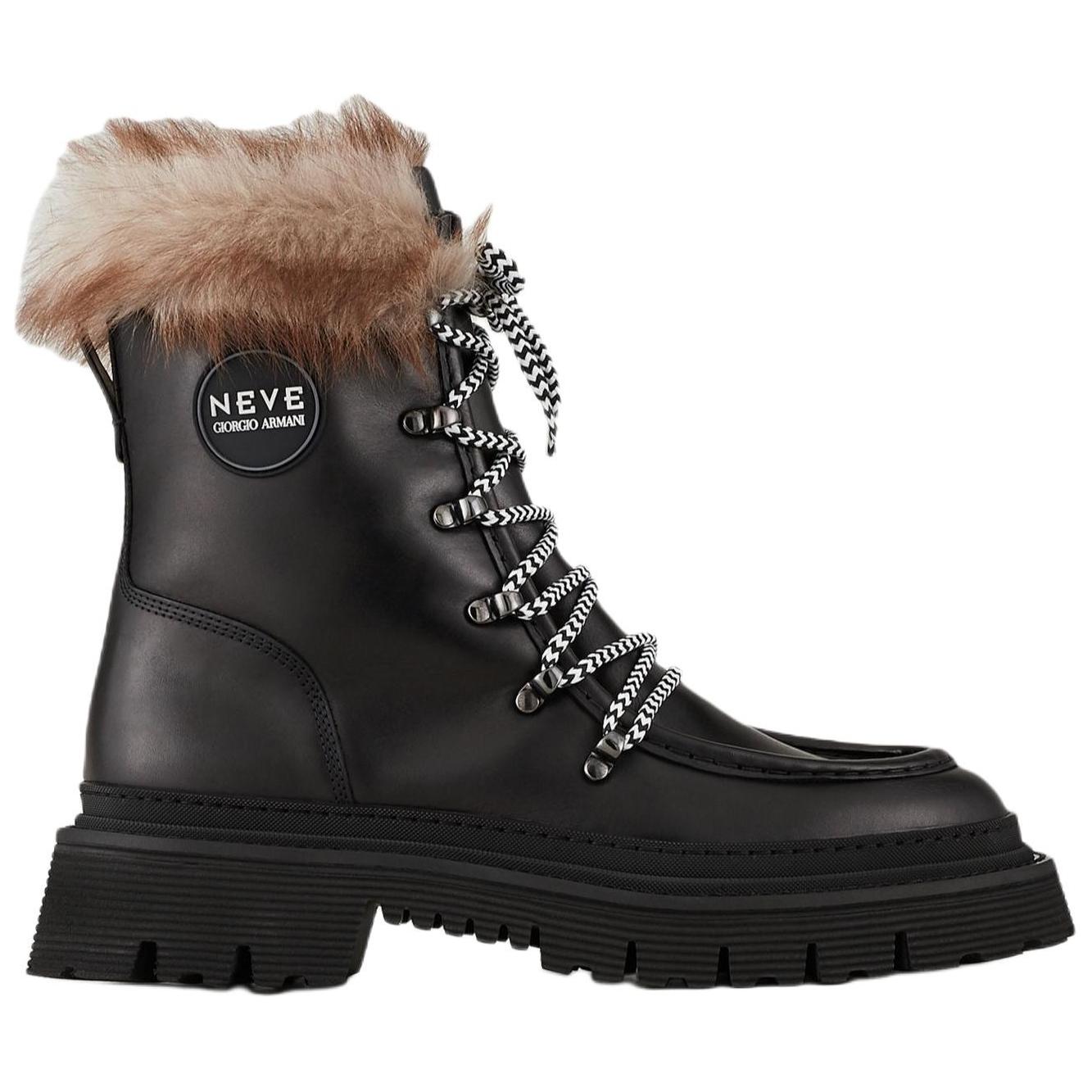 Emporio Armani Neve Leather Lace-Up 'Fashion Ankle Boot Black' 圖 2