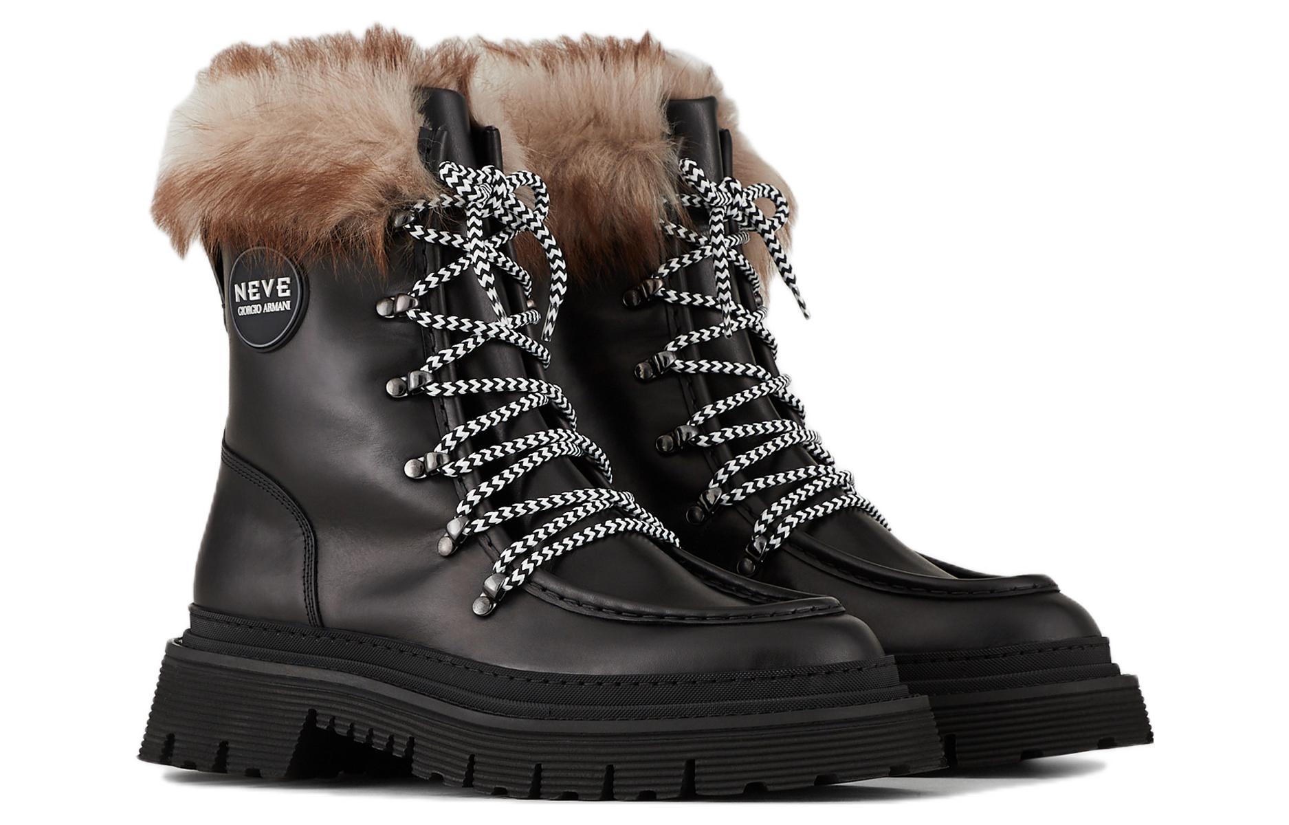 Emporio Armani Neve Leather Lace-Up 'Fashion Ankle Boot Black' 圖 3