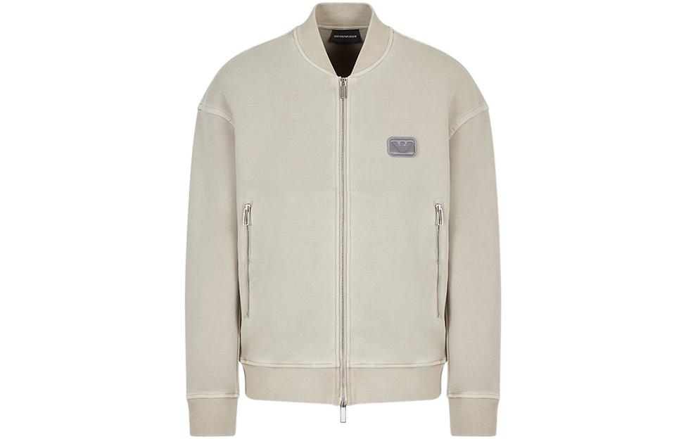 Emporio Armani Off-White Zip-Up Sweatshirt with Eagle Logo Patch 6L1M80-1JHSZ-0135