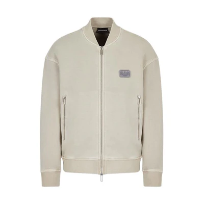 Emporio Armani Off-White Zip-Up Sweatshirt with Eagle Logo Patch 6L1M80-1JHSZ-0135