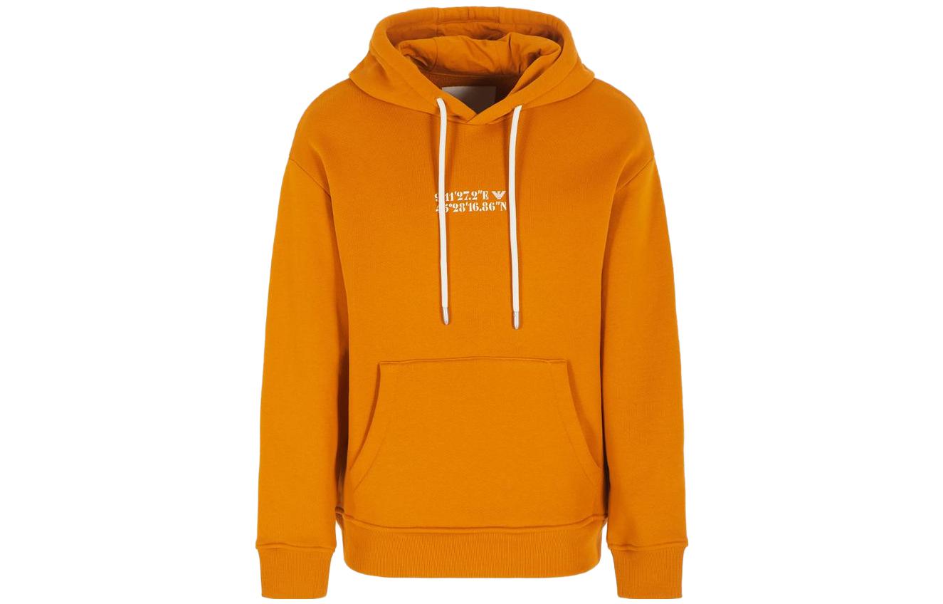 Emporio Armani Orange Hoodie with Solid Letter Print and Drawstring 6R1MFQ-1JFGZ-0270