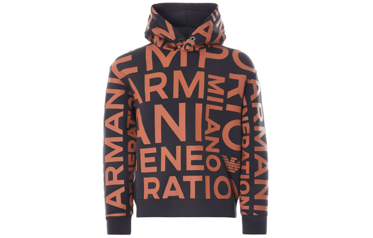 Emporio Armani Orange Pullover Hoodie with Lettering 6H1ML0-1JPOZ-F632