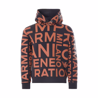Emporio Armani Orange Pullover Hoodie with Lettering 6H1ML0-1JPOZ-F632