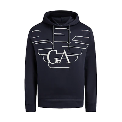 Emporio Armani Pattern Logo Hoodie - Navy Blue 6G1MP5-1JJUZ-F987