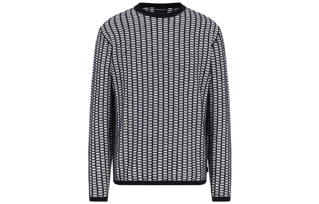 Emporio Armani Patterned Crewneck Sweatshirt Navy Blue Long Sleeve 6K1MT8-1MD6Z1-0920