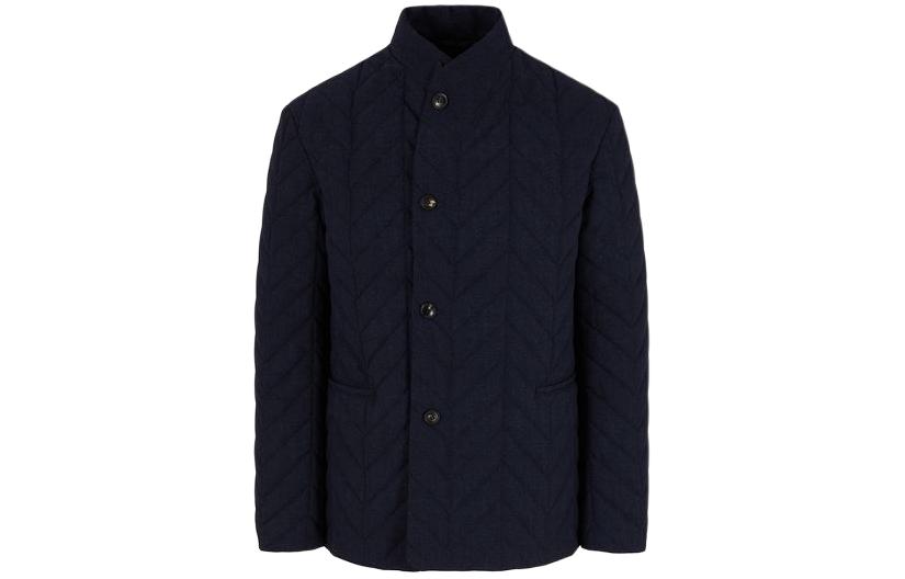 Emporio Armani Patterned Navy Blue Stand Collar Jacket 3D1G7P-1K2DZ-1F910