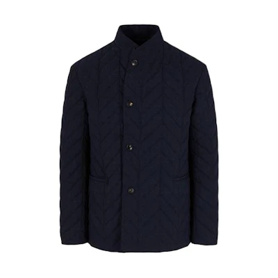 Emporio Armani Patterned Navy Blue Stand Collar Jacket 3D1G7P-1K2DZ-1F910