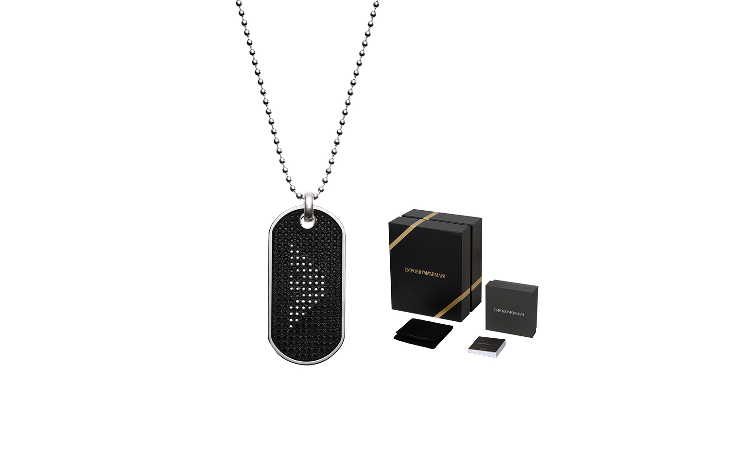 Purchase Kalung Liontin Emporio Armani Logo Elang Perak/Hitam EGS2547040