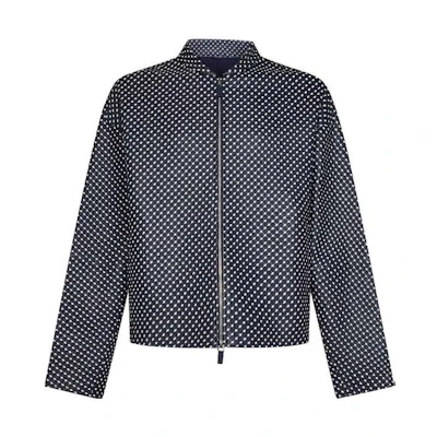 Emporio Armani Polka Dot Print Zip Jacket Navy Blue Outerwear D41R88-D1P88-019