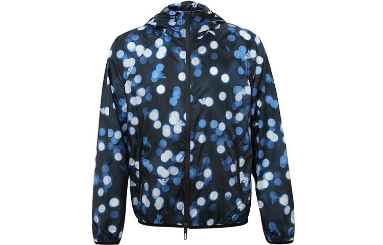 Emporio Armani Polka Dot Printed Hooded Jacket Blue - Casual Outerwear 3H1BA0-1NXIZ-0F901