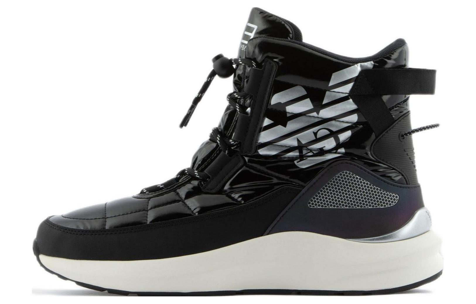 Emporio Armani Polyester Print Lace-Up Fashion Ankle Boots 'Black'