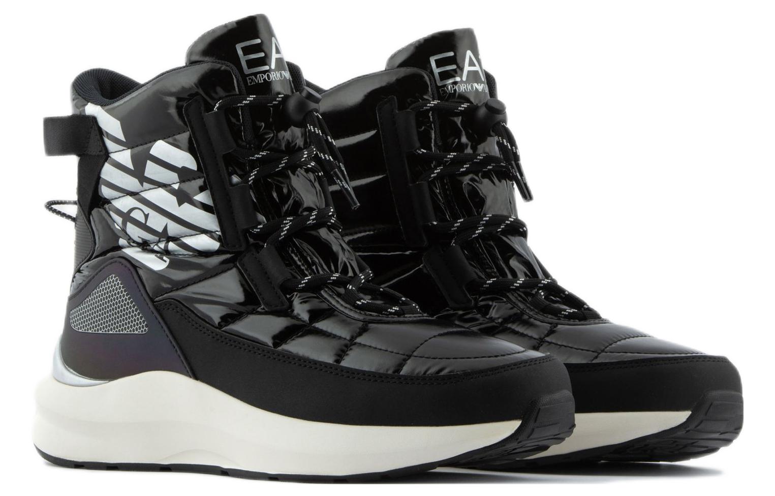 Emporio Armani Polyester Print Lace-Up Fashion Ankle Boots 'Black' 圖 2