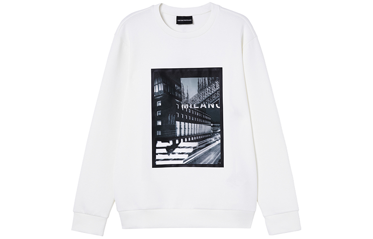 Emporio Armani Printed Casual Pullover Sweatshirt White 6H1MQ8-1JHSZ-0153