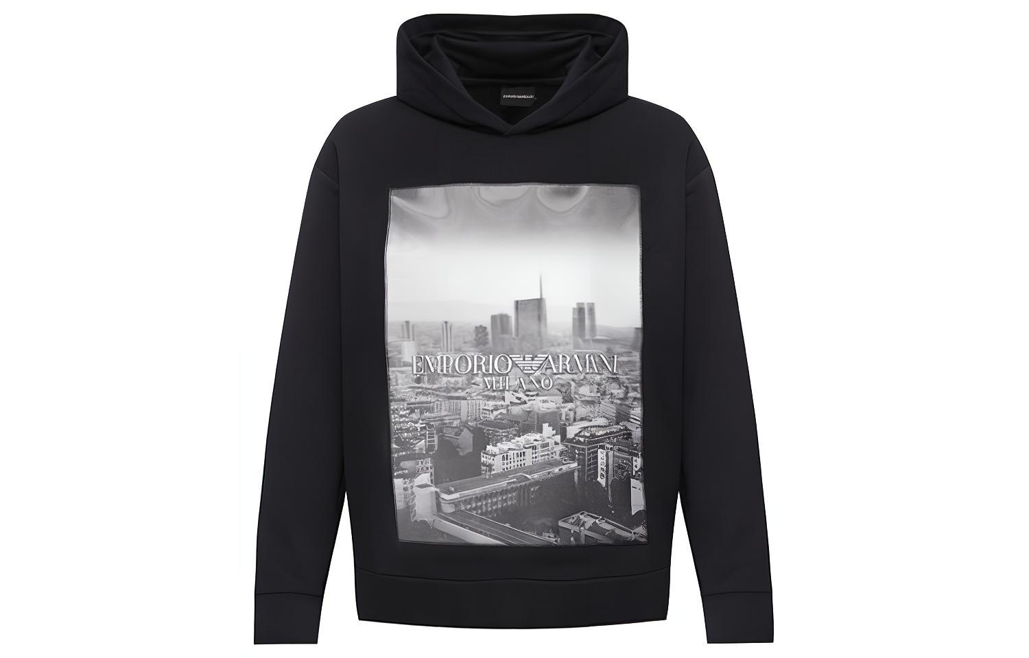 Emporio Armani Printed Hoodie in Deep Blue 3H1M90-1J36Z-0924