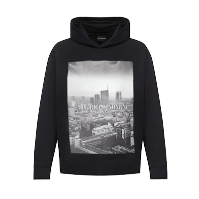 Emporio Armani Printed Hoodie in Deep Blue 3H1M90-1J36Z-0924