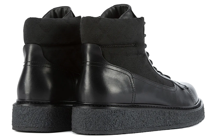 Shop Emporio Armani Sepatu Boot Kulit Nylon Cetak 'Hitam' X4M362XN0511K001