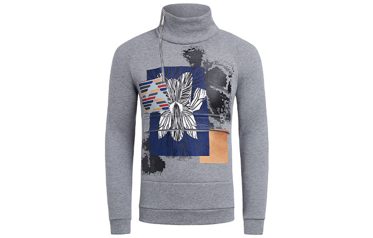 Emporio Armani Printed Zip-Up High Neck Sweatshirt Gray 6Z1M6R-1J3CZ-F656