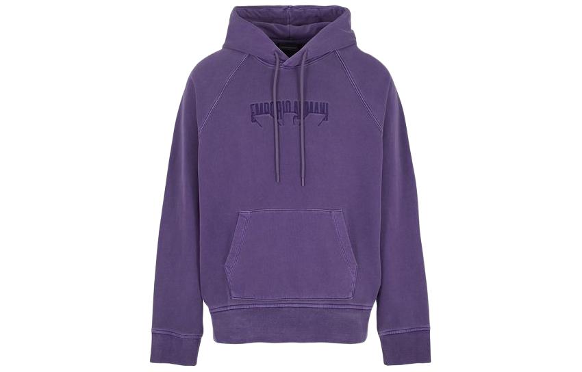 Emporio Armani Purple Hoodie with Solid Color and Embroidered Logo 3D1M87-1JOQZ-10834